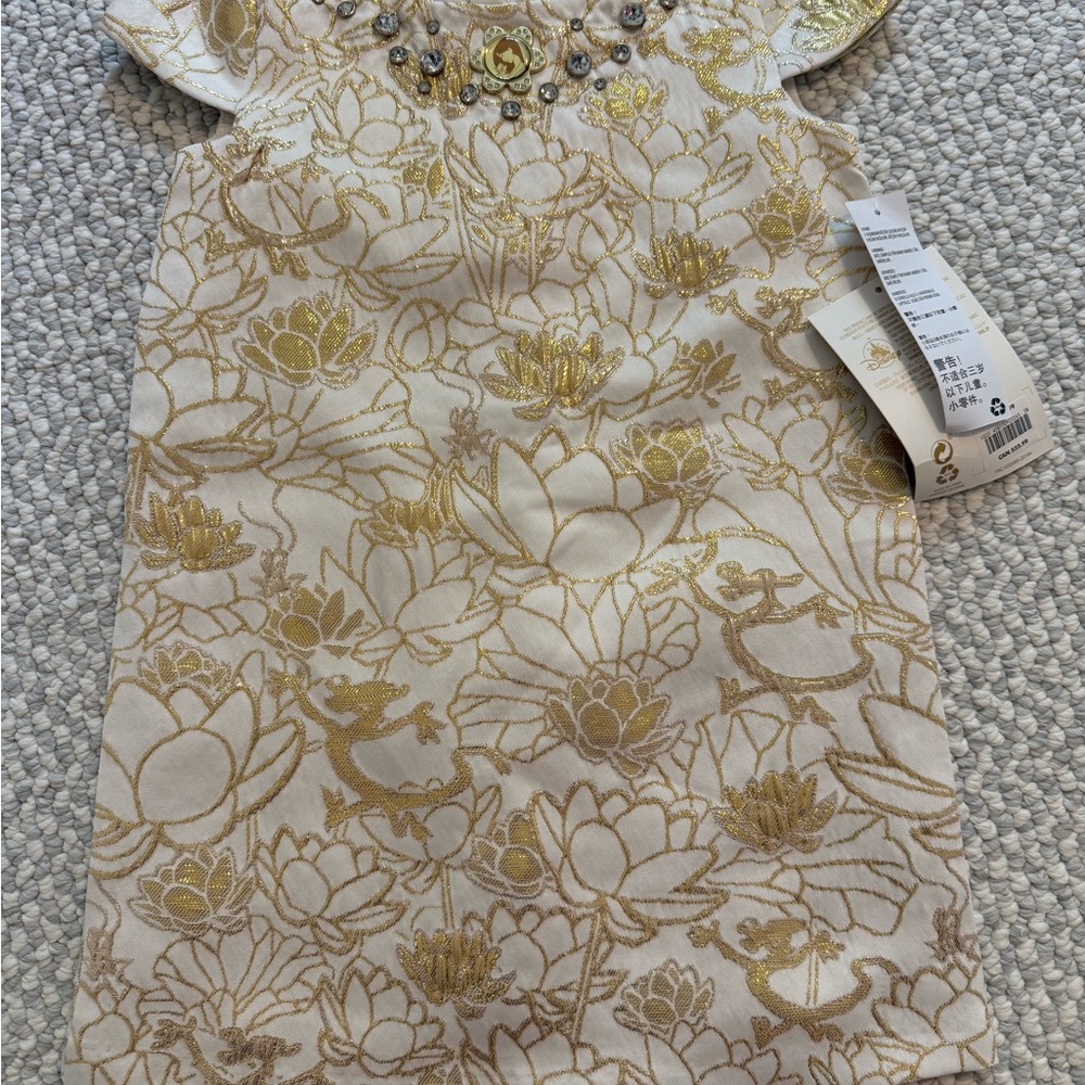 Disney Mulan Gold Floral Kids Dress